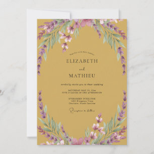 Invitation Mariage Moutarde de Bois Améthyste Wisteria