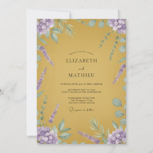 Invitation Mariage Moutarde Lilas Lavande Eucalyptus