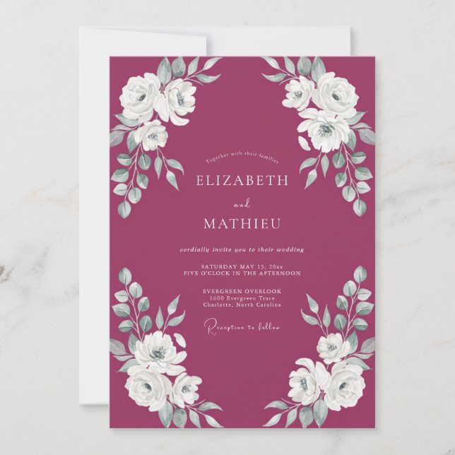 Invitation Mariage Mulberry White Petal (Devant)