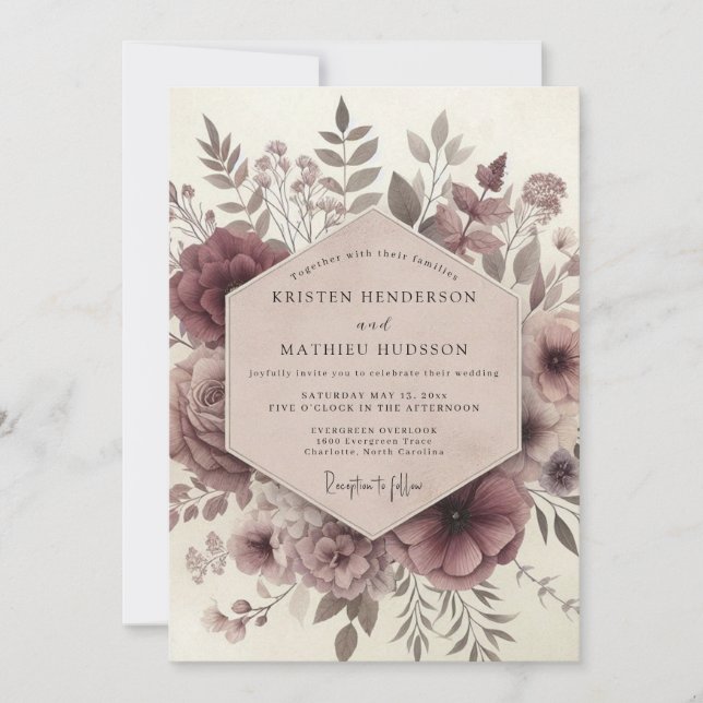 Invitation Mariage Murmure Éthéré de Bourgogne (Devant)