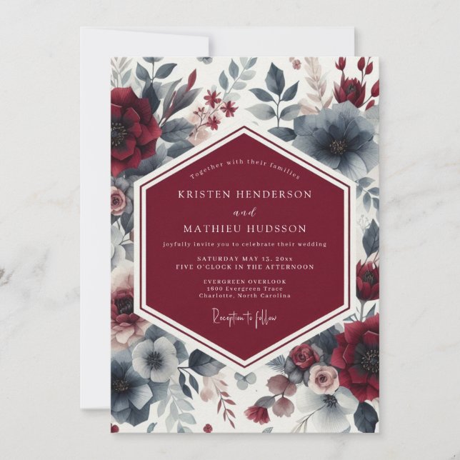 Invitation Mariage Murmure Floral de Bourgogne (Devant)