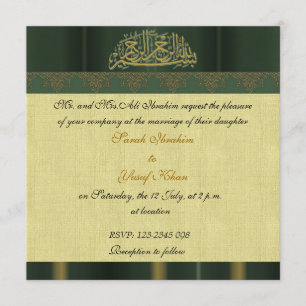 Invitation Mariage musulman de damassé verte