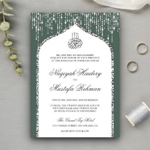 Invitation Mariage musulman de la Parties scintillant d'argen