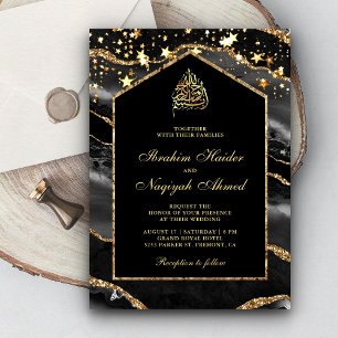 Invitation Mariage musulman de l'Arche en marbre noir