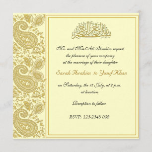 Invitation Mariage musulman d'or