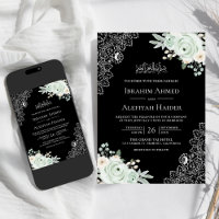 Mariage Musulman en Dentelle Florale Verte Sauge N