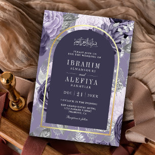 Invitation Mariage musulman Heather Purple Arc Floral