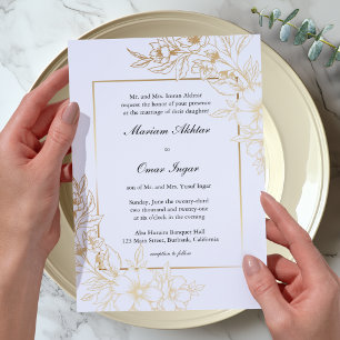 Invitation Mariage Musulman Islamique Floral Or Élégant Class