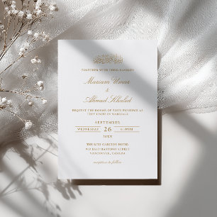 Invitation Mariage Musulman Moderne Minimaliste Écriture Doré