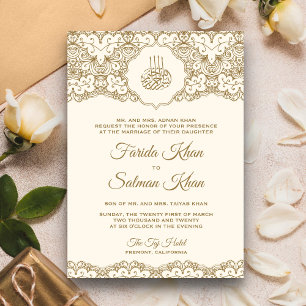 Invitation Mariage musulman musulman islamique de créme et de