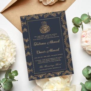 Invitation Mariage musulman musulman musulman noir orné d'un 