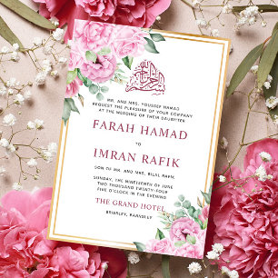 Invitation Mariage musulman musulman rose Floral