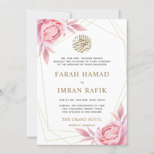 Invitation Mariage musulman musulman rose Floral