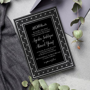 Invitation Mariage musulman noir et argent