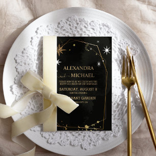 Invitation Mariage mystique de Tarot Noir et Or