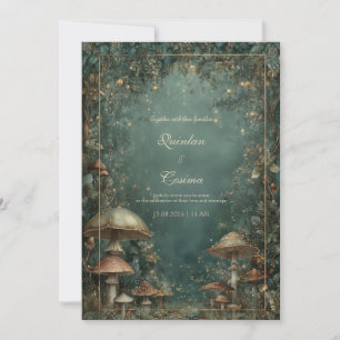 Invitation Mariage mystique des champignons et des lumières d