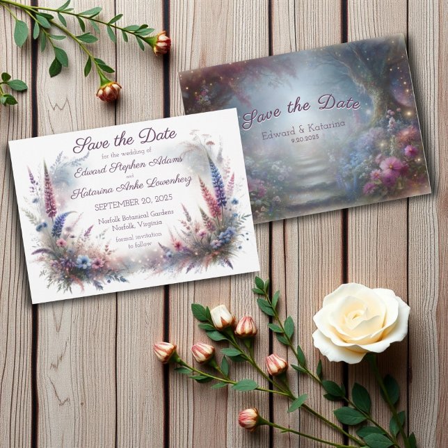 Invitation Mariage mystique en bois floral Enregistrer la dat (Créateur téléchargé)