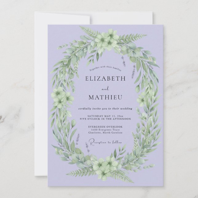 Invitation Mariage Nature Abondante Lavande (Devant)