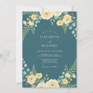 Invitation Mariage Nature Digne de Teinte Bleu Cyan