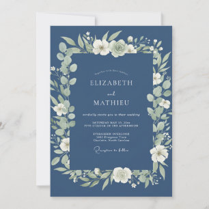 Invitation Mariage Nature Séduisante Bleu Nuit