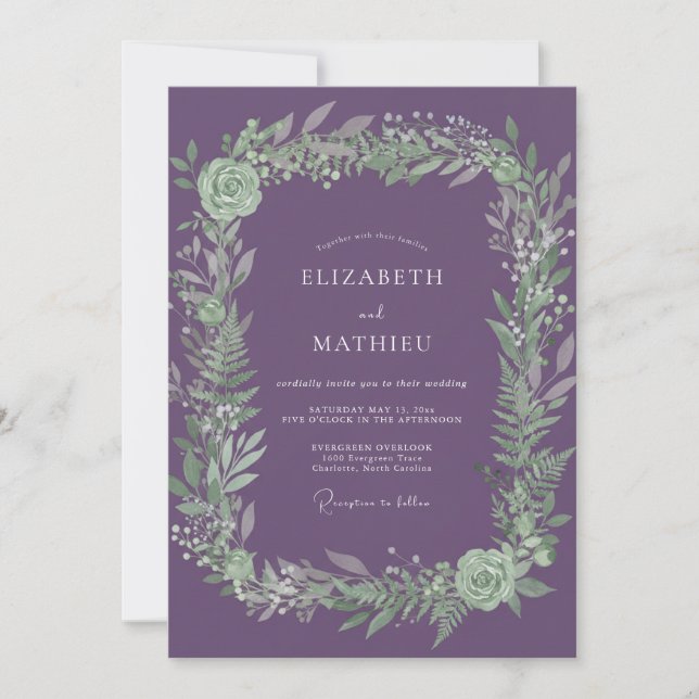Invitation Mariage Nature Tranquille Violet (Devant)