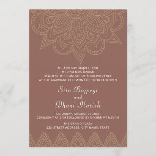 Invitation Mariage naturel hindou indien Mehndi