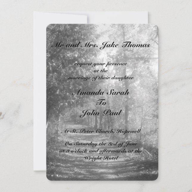 Invitation Mariage naturel noir et blanc (Devant)