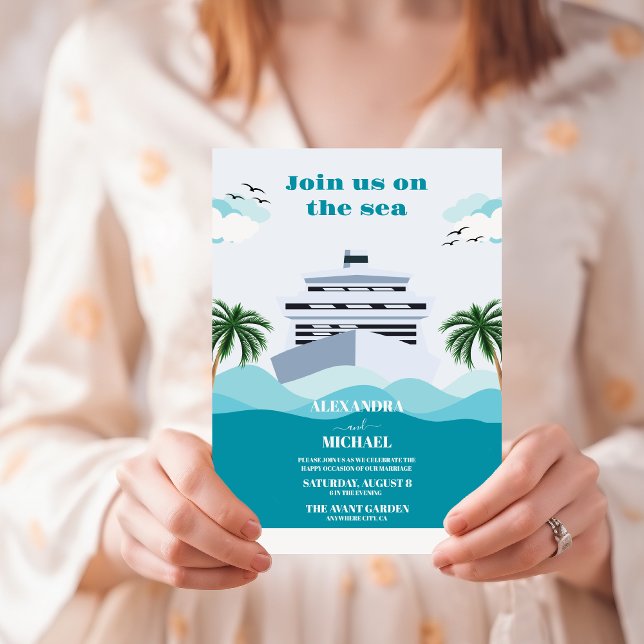 Invitation Mariage Nautical Seascape Cruise Palm (Créateur téléchargé)