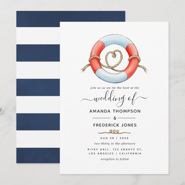 Invitation Mariage nautique (Devant / Derrière)