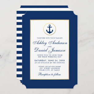 Invitation Mariage nautique Ancre bleue