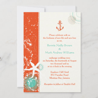 Invitation Mariage nautique Aqua Red Célébration