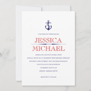 Invitation Mariage Nautique Bleu Bleu Nautique Bleu Rouge