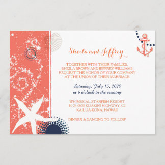 Invitation Mariage nautique bleu marine