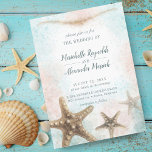 Invitation Mariage nautique bleu marine Starfish<br><div class="desc">Le faire-part de mariage côtier est orné d'étoiles de mer peint à la main et accentué par le corail abstrait et la brume marine. Le côté inverse est une couleur bleu océan,  solide,  sereine. Parfait pour les mariages nautiques,  de plage,  de destination et d'été.</div>