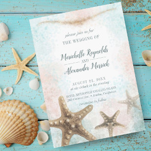 Invitation Mariage nautique bleu marine Starfish