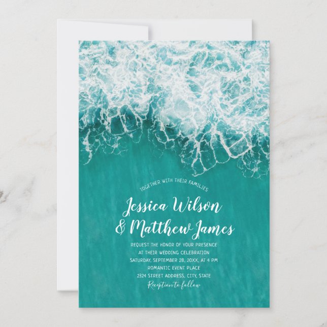Invitation Mariage nautique de destination de l'océan (Devant)