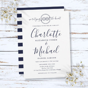 Invitation Mariage Nautique De La Marine Bleu Jetant Le Clou