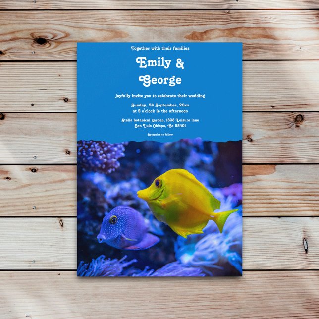 Invitation Mariage nautique de la marine Blue sous-marine (Créateur téléchargé)