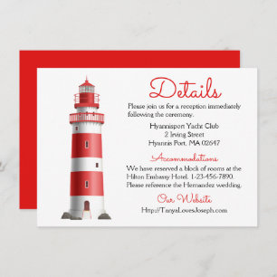 Invitation Mariage nautique Détails Phare Red Summer