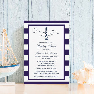 Invitation Mariage nautique du phare de la Marine et de la Bl