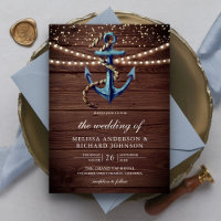 Mariage Nautique en Bois Rustique Bleu Marine Ancr
