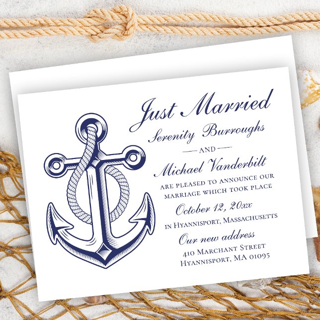 Invitation Mariage Nautique  Marine Ancre bleue (Créateur téléchargé)