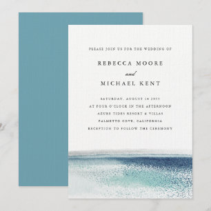 Invitation Mariage nautique moderne Blue Ocean Beach