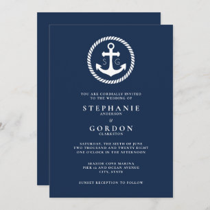 Invitation Mariage nautique Monogram Marine