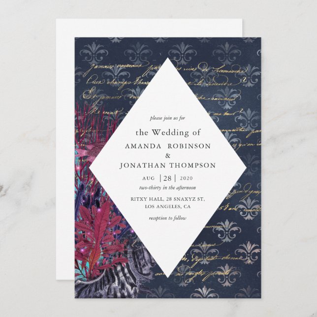 Invitation Mariage nautique vintage (Devant / Derrière)