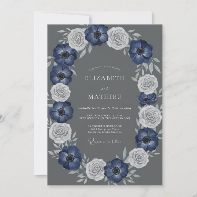 Invitation Mariage naval blanc floral arch (Devant)