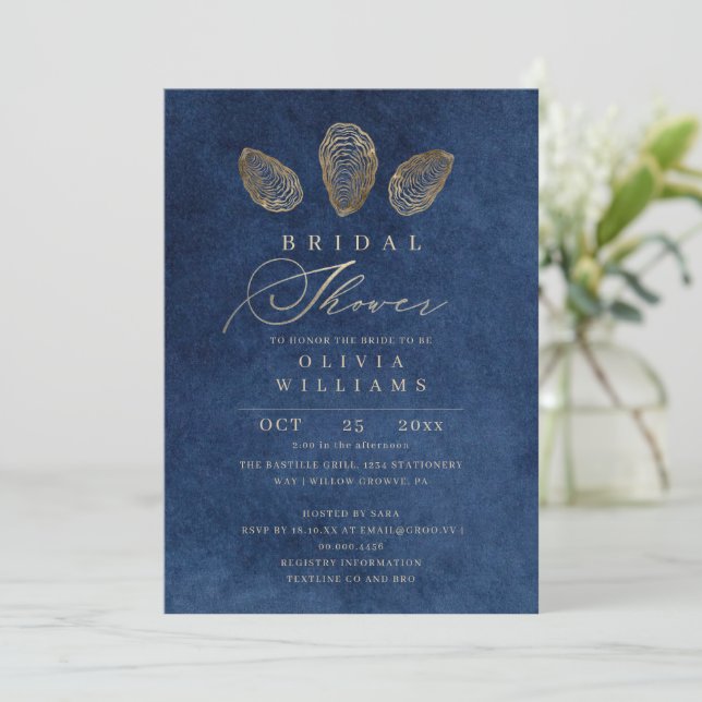 Invitation Mariage naval bleu moderne pour la mariée (Debout devant)