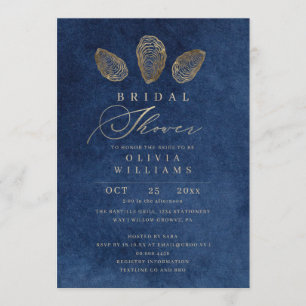 Invitation Mariage naval bleu moderne pour la mariée