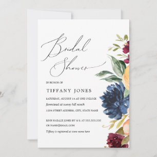 Invitation Mariage Naval Bordeaux Floral Fête de Mariée