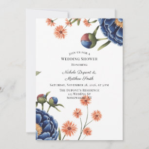 Invitation Mariage naval et floral orange brûlé
